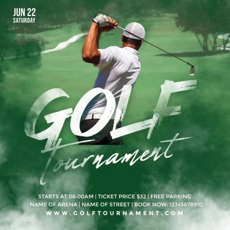 Golf Tournament Golf Social Media Post, Golf Brochure, Golf Banner, Linkedin Background Image, Linkedin Background, Sports Templates, Golf Event, Kindle Book Cover, Banner Designs