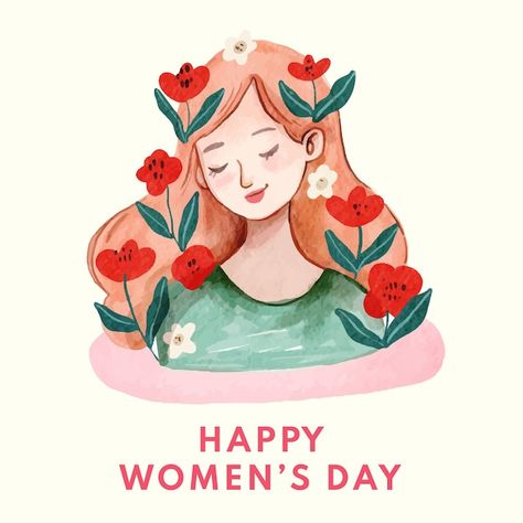 Womens Day Video, Women's Day Illustration, Happy Womens, Digital Portrait Illustration, Happy Woman Day, Digital Invitations Wedding, Day Illustration, Cloth Dolls Handmade