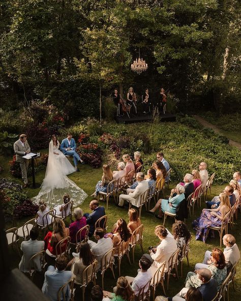 H&C~The magical secret garden. An unforgettable celebration transforming this home space. A magical ceremony with floral designs… | Instagram Poetic Wedding, Secret Elopement, Creeping Vines, Table Rentals, Curved Table, Outdoor Wedding Dress, British Wedding, Garden Ceremony, Garden Weddings Ceremony