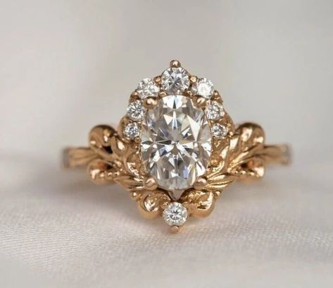 Baroque inspired Engagement Ring Oval Cut Moissanite Vintage Wedding Ring Women Cool Engagement Rings Oval, Moissanite Ring Stack, Baroque Wedding Ring, Vintage Filigree Engagement Ring, Vintage Wedding Rings 1920s Antique, Vintage Princess Cut Ring, Funky Wedding Rings, Turkish Engagement Ring, Vintage Gold Wedding Rings