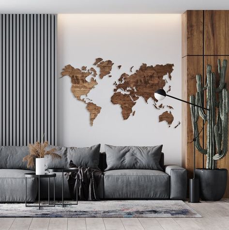 Decorate Your Apartment, World Map With Countries, Pin World Map, Wooden World Map, Push Pin World Map, World Map Decor, Wooden Map, Large Decor, Urban Modern