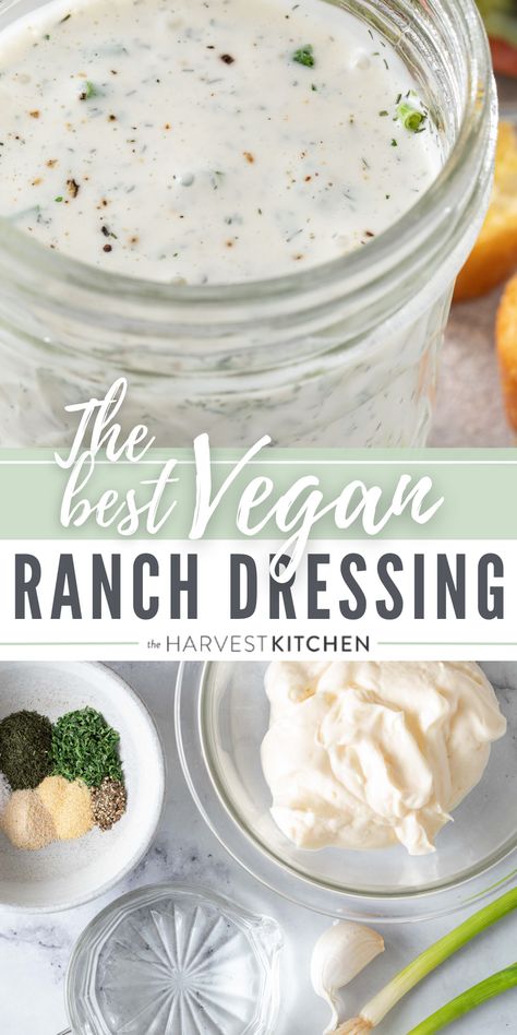 This vegan ranch recipe comes together in a pinch and it tastes better than any store-bought ranch dressing and rivals any restaurant ranch dressing there is. Vegan Ranch Dressing Recipe, Dairy Free Ranch, Dairy Free Ranch Dressing, Vegan Ranch Dressing, Vegan Salad Dressing, Ranch Dressing Recipe, Vegan Ranch, Ranch Recipe, Homemade Ranch