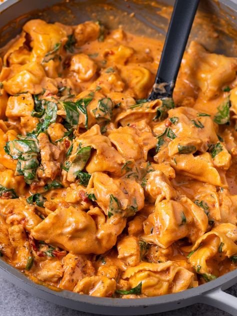 Marry Me Chicken Tortellini (a creamy one pan wonder!) Marry Me Chicken And Gnocchi, One Pan Marry Me Chicken Tortellini, Creamy Chicken Tortellini Pasta, Chicken And Herb Tortellini Recipes, Recipes For Family Gatherings, Chicken Mushroom Tortellini Recipes, Tortellini Recipes Creamy, Marry Me Sausage Pasta, Chicken Sausage And Tortellini Recipes