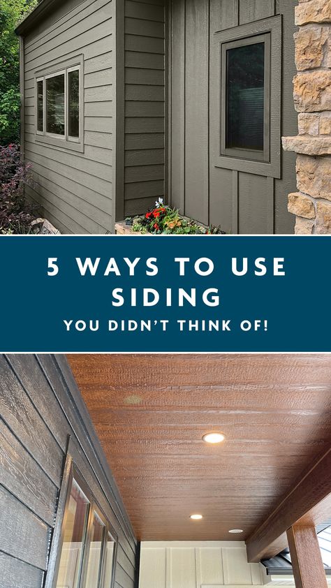 Whether you're remodeling or building a forever home, your final exterior design choices make an impact. The color of your siding is important, but the way the siding is used tells an overall story and can significantly increase curb appeal. Check out Diamond Kote's blog for five unique exterior design ideas to make your home stand out. Home Siding Design, Different Siding Ideas Exterior, Updating Siding Exterior House, Board And Batten With Horizontal Siding, Siding Types Exterior, Farmhouse Exterior Siding Ideas, Outside Siding Ideas, Hardy Siding Exterior, Ranch Home Siding Ideas