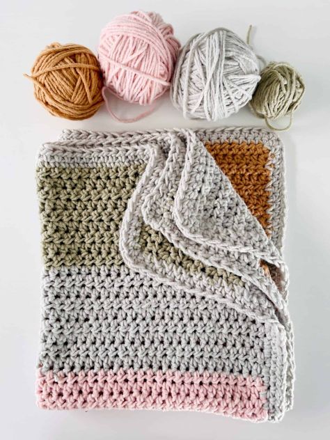 Bernat Forever Fleece Crochet Blanket Patterns, Bernat Forever Fleece Patterns, Forever Fleece Crochet Pattern, Bernat Forever Fleece Crochet Patterns, Daisy Farm Crafts Crochet, Bernat Forever Fleece, Daisy Farm Crafts, Striped Crochet Blanket, Daisy Farm