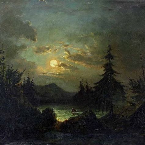 Yelling Aethstetic, Milocore Aesthetic, Bushra Core, Albert Bierstadt, Moonlight Painting, Seni Vintage, February 1st, Rennaissance Art, Estes Park Colorado