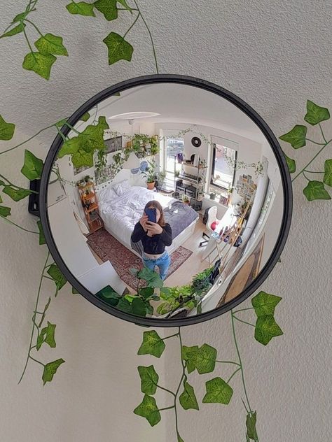 Traffic Mirror, Traffic Mirrors, Aesthetic Interior Design, Mirror Room, Hippy Room, Pinterest Room Decor, Bohemian Bedroom Decor, Room Deco, Cute Bedroom Decor