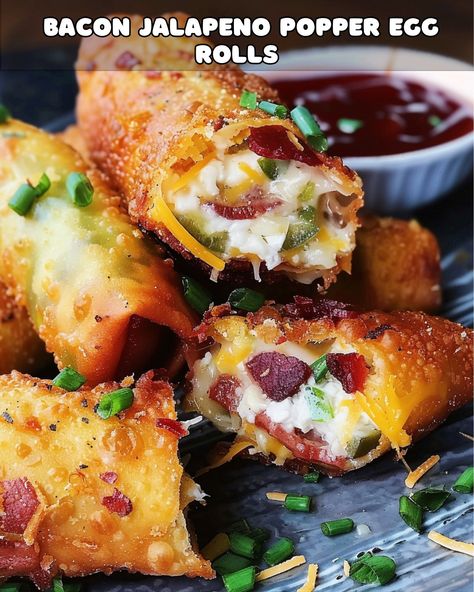 Bacon Jalapeño Popper Egg Rolls Jalepeno Popper Eggrolls, Bacon Jalapeño Popper Eggrolls, Bacon Jalapeño Popper Egg Rolls, Jalapeno Poppers Egg Rolls, Jalapeño Popper Egg Rolls, Jalapeno Popper Egg Rolls, Popper Recipes, Cream Cheese Jalapeno Poppers, Bacon And Egg Roll