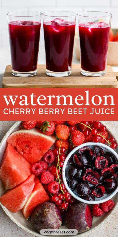 This hydrating watermelon cherry berry beet juice is a delightful blend of red fruits and vegetables that not only tastes divine but is also loaded with nutrients. Perfect for hydration and a nutritional boost, this juice is sure to refresh and revitalize you any time of the day. Pin this recipe for a quick, easy, and delicious way to incorporate more fruits and veggies into your diet. #HealthyJuice #NutrientPowerhouse #WatermelonCherryBerryBeetJuice #HydratingRecipe 🍉🍒🍓💦☀️ Fresh Juice Recipes, Healthy Juicer Recipes, Healthy Juice Drinks, Juice Cleanse Recipes, Juice Smoothies Recipes, Homemade Juice, Juicy Juice, Juicer Recipes, Healthy Juice Recipes