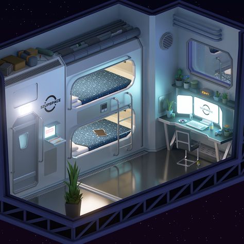 Futuristic Space Station Interior, Space Station Bedroom, Futuristic Room Concept Art, Spaceship Room Design, Sci Fi Control Room, Spaceship Rooms, Spaceship Interior Design, Scifi Bedroom, Spaceship Layout