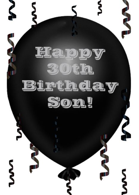 Happy 30th Birthday Son, black balloon, streamers card Happy 30th Birthday Son, Balloon Streamers, Son Black, Son Birthday, Black Balloon, 30th Birthday Cards, Happy 30th, Happy 30th Birthday, Birthday Card Template