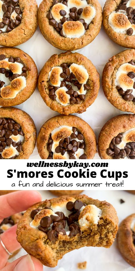 S'mores Cookie Cups, Biggie Cheese, Smores Cookie, Smores Dessert, Cookie Cups Recipe, Dough Ideas, Graham Cracker Cookies, Smore Recipes, Cracker Cookies