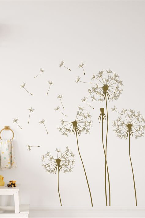 This vinyl wall decal has no clear or colored background. Transfer tape is used to transfer the design to the wall and then removed, leaving only the design on the wall. It is easily removed without damaging interior walls, but it is not reusable. Tree Wall Decal Living Room, Dandelion Blowing In The Wind, Geometric Decals, Blowing Dandelion, Blowing In The Wind, Wall Murals Painted, Small Wall Art, Wall Stickers Home Decor, Window Mirror