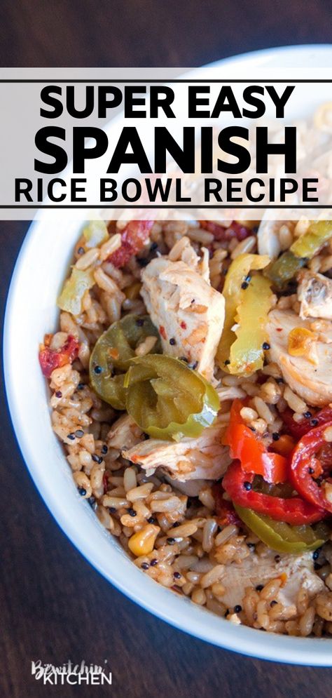 This Spanish Rice Bowl will have the entire family going back for more. It's so easy and delicious! Spanish Rice Bowl, Chicken Banana Peppers, Bowl Dinners, Easy Spanish Rice, Easy Spanish Recipes, Spanish Rice Easy, Rice Bowl Recipe, Seeds Of Change, Comfort Recipes