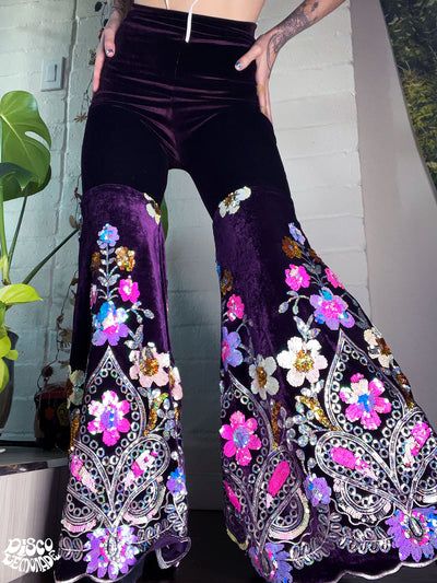 COLLABZ – Disco Lemonade Sequin Bell Bottoms, Disco Lemonade, Velvet Bottoms, 70s Outfits, Add To Cart, Purple Velvet, Character Outfits, Festival Outfits, Festival Fashion