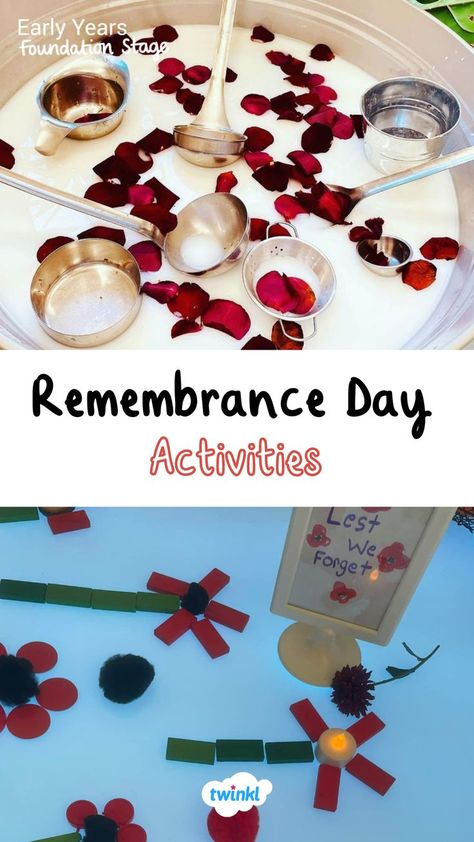 These lovely activities pay honor to remembrance day in an engaging way for children to explore. Special thanks to @_little.thinkers_ Cuddle Kids Home Remembrance Day Nursery Activities, Remberence Day Activities, Rememberance Day Activities Toddlers, Rememberence Day Activities For Kids, Remembrance Tuff Tray Ideas, Rememberance Day Activities For Babies, Preschool Remembrance Day Activities, Eyfs Remembrance Day, Remembrance Day Kindergarten Canada