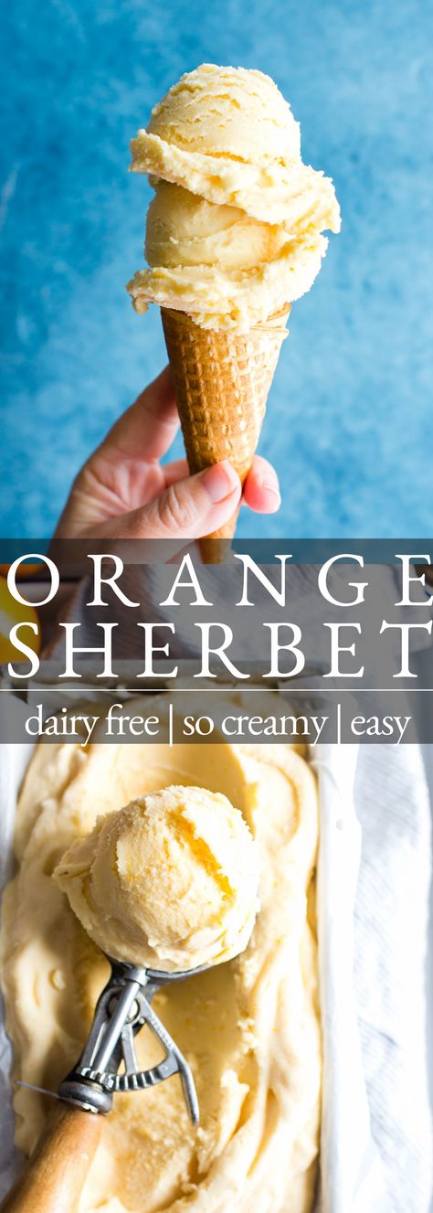 Orange Sherbet Ice Cream, Orange Ice Cream Recipe, Orange Sherbet Recipe, Sherbet Ice Cream, Sherbet Recipes, Orange Ice Cream, Coconut And Vanilla, Vegan Ice Cream Recipe, Ice Cream Maker Recipes