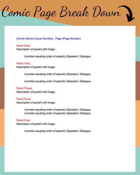How To Write A Script For Comic, Comic Book Script Template, How To Write A Comic Book Script, How To Make A Graphic Novel, How To Write A Comic, How To Make A Comic Book, Comic Ideas Prompts, How To Make A Webtoon, How To Make A Comic
