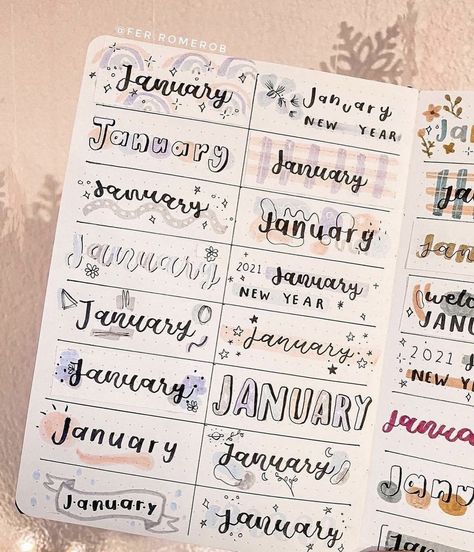 16 Best January Bullet Journal Headers to Copy - atinydreamer Journal Titles, Journal Headers, Bullet Journal Titles, Bullet Journal Headers, January Bullet Journal, Bullet Journal Ideas Templates, Bullet Journal Font, Creating A Bullet Journal, Bullet Journal Banner