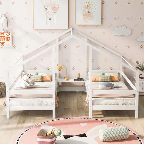 Clickett Bed Triangular House, Twin House Bed, Muebles Shabby Chic, House Frame Bed, Two Twin Beds, Twin Platform Bed, Solid Wood Platform Bed, House Beds, Wood Platform Bed