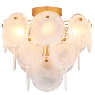 Rosdorf Park 23" Tiffany Style Ceiling Light Pendant Fixture Semi Flush Mount Handmade Glass | Wayfair Hallway Ceiling Light Fixtures, Hallway Lights, Hallway Ceiling Lights, Bathroom Farmhouse, Laundry Bathroom, Glass Ceiling Light, Unique Light Fixtures, Modern Flush Mount, Modern Hallway