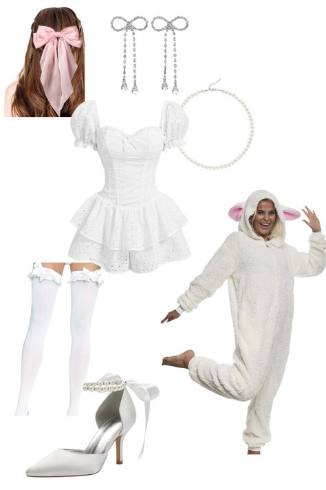 Mary And Lamb Costume, Little Bo Peep Costume Diy, Sheep Costume Women, Little Bo Peep Costume Women, Sheep Halloween Costume, Spirit Weeks, Bo Peep Dress, Little Bo Peep Costume, Sheep Costume