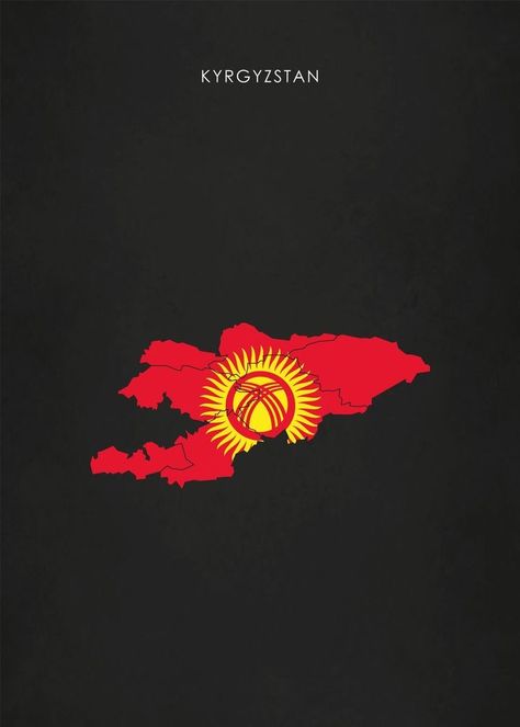 Kyrgyzstan Aesthetic, Kyrgyzstan Flag, Turkish Flag, Map Poster, Wallpaper Quotes, Aesthetic Art, Mustang, Poster Print, Poster Prints