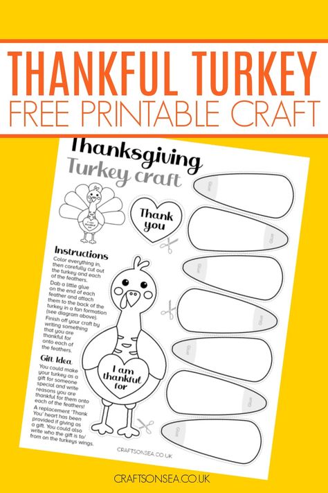 Grab our free printable thankful turkey craft and take time to think of all the things you're grateful for this Thanksgiving. Gratitude Turkey Craft, Thankful Leaf Printable, Turkey Craft Handprint, Thankful Pumpkin Craft For Kids, Grateful Turkey Craft, Thanksgiving Crafts Printable, Thankful Turkey Craft For Kids Printable, Thankful Thanksgiving Crafts, Thanksgiving 1st Grade Crafts