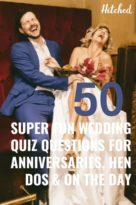 If you're a fun couple who love a good quiz, why not consider hosting your very own wedding quiz on the big day? These fun wedding quiz questions are perfect for turning your reception into a pub quiz, but if that isn't your vibe, they'd also work as a hen party game or stag do game. In this round up of wedding quiz questions, we've got some interesting wedding trivia that'll test your guests' knowledge on the big day and the traditions surrounding it. Entertain your wedding guests with ease! Couples Trivia, Wedding Quiz, Irish Wedding Traditions, Unusual Wedding Dresses, Wedding Trivia, Pub Quiz, Country Garden Weddings, Unusual Weddings, Quiz Questions