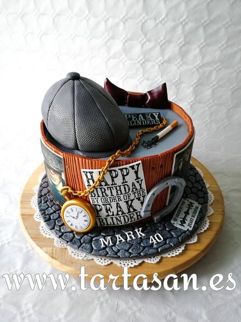 Peaky Blinders 30th Bday Cake, Grandpa Cake, Birthday Cake Ideas For Adults Women, 27th Birthday Cake, Peaky Blinders Theme, Tomas Shelby, Benjamin Button, Birthday Party Decorations For Adults, Realistic Cakes