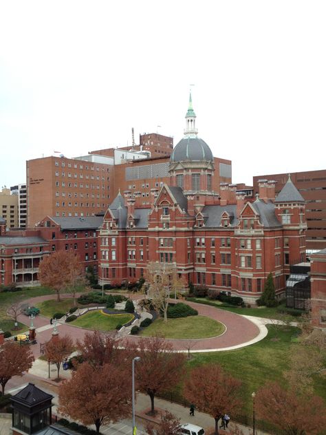 Johns Hopkins Hospital, Baltimore, MD -   A beautiful old building and one of the best hospitals in the world.  The original building is still there & in use, but the hospital has grown to 10 x that size! Beautiful Hospital, Johns Hopkins Hospital, Free Classes, Charm City, Baltimore City, Jeon Wonwoo, Johns Hopkins University, Best Hospitals, Front Lawn