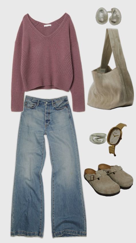 Casual outfit info Dark Pink Sweater, Pink Sweater Outfit, Outfit Info, Comfy Outfit, Sweater Outfit, Cute Comfy, Swaggy Outfits, Cute Everyday Outfits, Outfit Inspo Fall