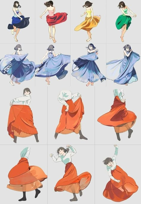 Dress Poses, Poses Drawing, 캐릭터 드로잉, Dress Drawing, Poses References, Drawing Clothes, Art Poses, Art Tutorial, Digital Art Tutorial