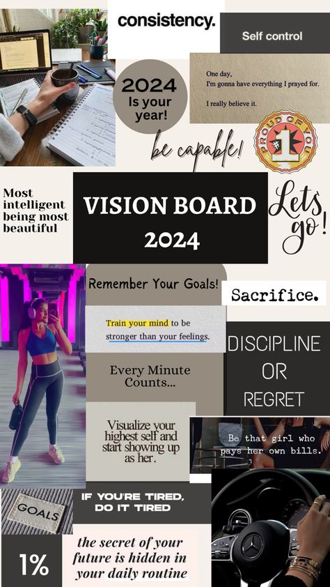 Vision board, manifestation, 2024, nee year goals Short Term Vision Board Ideas, A Plus Student Vision Board, Mood Board Inspiration Life Goals, 2024 Vision Board Discipline, Academic Vision Board, Friends Vision Board, Vision Board Assignment, Vision Board Fitness, God Restores