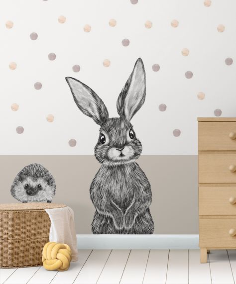 Bunny Rabbit Nursery, Bunny Room, Art Rabbit, Rabbit Wallpaper, Rabbit Nursery, Bunny Nursery, Bunny Wallpaper, Nursery Room Inspiration, Nursery Decals