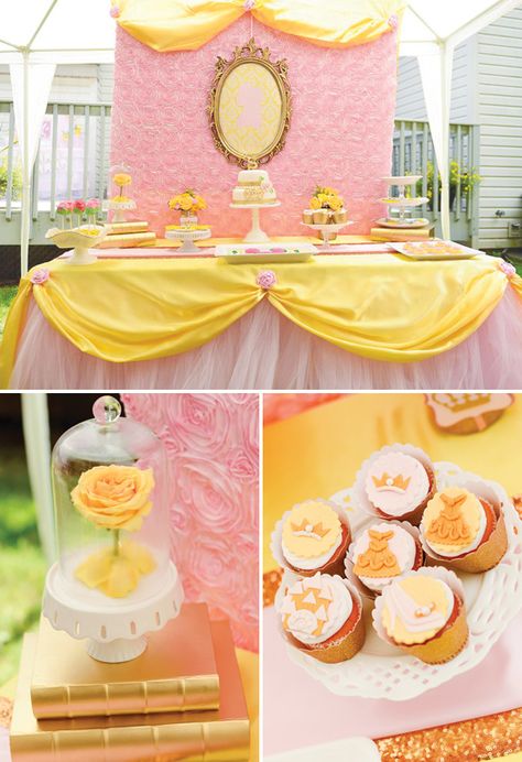 Belle Inspired Princess Tea Party Birthday {Be Our Guest!} // Hostess with the Mostess® Princess Belle Party, Princess Tea Party Birthday, Belle Birthday Party, Beauty And Beast Birthday, Belle Birthday, Disney Princess Birthday Party, Beauty And The Beast Party, Princess Tea Party, High Tea Party