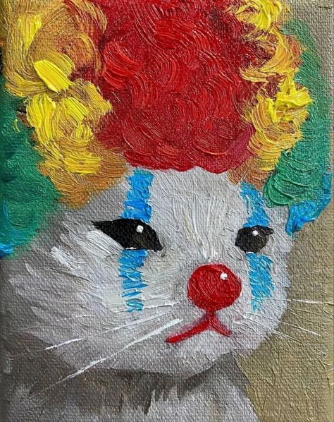 Weird Core Decor, Clown Core Wallpaper, Funky Painting Ideas, Weird Core Art, Figuras Aesthetic, Jules Core, Funny Painting Ideas On Canvas, Thoughtful Art, Witty Art