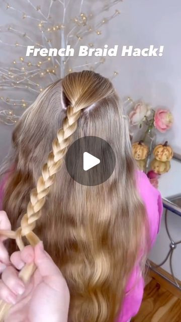 Humera | Beauty & Skin Care on Instagram: "French braid hack🎀✨

#instadaily #instafashion #hack #hairstyles #hairhack #hairtutorial #fashionhacks #fashionblogger #reelitfeelit #explore #explorepage #viral #reelsinstagram" Simple French Braid Tutorial, French Braid With Hair Down, French Braid Easy Step By Step, Pull Through French Braid, French Two Braids, Cute Hair Braids Easy Hairstyles, Easy French Plait, Simple Gymnastics Hairstyles, How To French Braid Step By Step Videos