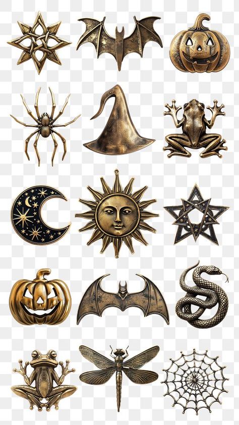 Whimsigoth Stickers, Whimsigoth Halloween, Spider Web Png, Bat Sticker, Gold Png, Bat Pumpkin, Halloween Elements, Sticker Png, Halloween Vector