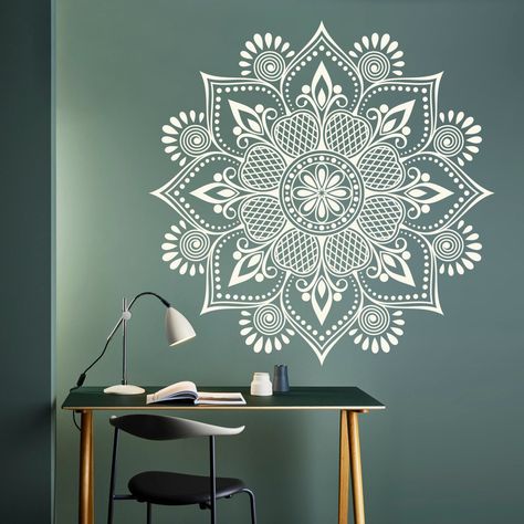 Prayer Drawing, Mandala Wall Stencil, Patterns Mandala, Mandala Decals, Mandala Wall, Mandala Wall Art, Sticker Wall, Sticker Mural, Decoration Stickers