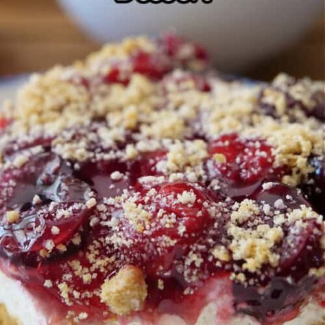 Cherry Cream Cheese Dessert - Great Grub, Delicious Treats Cherry Cream Cheese Dessert, Easy Cherry Cobbler, Cherry Cream Cheese, Berry Desserts, Cherry Cobbler Recipe, Birthday Recipes, Cream Cheese Pastry, Cherry Topping, Canning Cherry Pie Filling