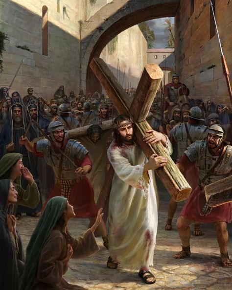 Jesus Carrying The Cross, Passion Of Christ Images, Carrying The Cross, Catholic Artwork, Jesus Christ Painting, Jesus Christ Artwork, Crucifixion Of Jesus, Jesus Praying, Jesus Photo