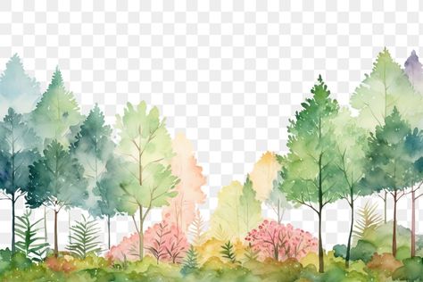 Watercolor Forest Background, Watercolor Art Forest, Backgrounds Landscape, Aesthetic Pngs, Forest Elements, Backdrop Backgrounds, Couple Illustration Wedding, Forest Watercolor, Illustration Wedding