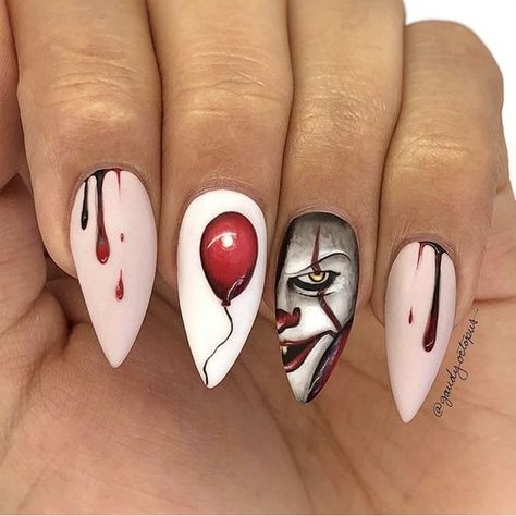 Halloween Nail Polish, Halloween Nail Art Tutorial, Horror Nails, Halloween Acrylic Nails, Punk Nails, Halloween Nail Designs, Halloween Nail, Halloween Nail Art, Fancy Nails