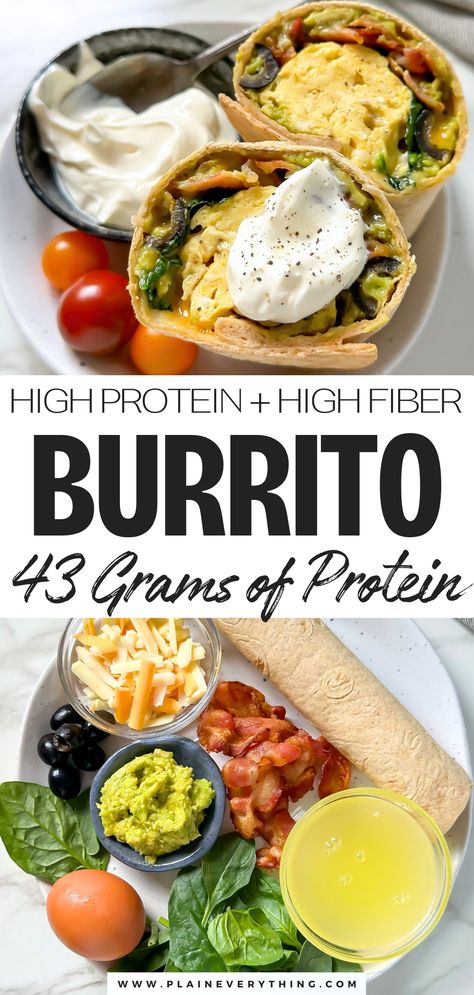 High Protein Breakfast Burrito Recipe Breakfast Meal Prep High Protein, High Protein Burrito, High Protein Breakfast Burrito, Protein Breakfast Burrito, Protein Burrito, Protein Snacks For Kids, Breakfast Burrito Recipe, Protein Meal Prep, Burrito Recipe