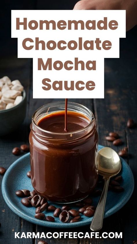 Make your coffee extra special with homemade chocolate mocha sauce. Easy to make and perfect for lattes or iced coffee. Mocha Ice Coffee Recipe, Caffe Mocha Recipe, Peppermint Mocha Sauce, Dutch Bros White Chocolate Mocha Recipe, How To Make Mocha Coffee At Home, Mocha Syrup For Coffee, Iced Mocha Coffee Recipe, Mocha Sauce Recipe, Mocha Coffee Creamer Recipe