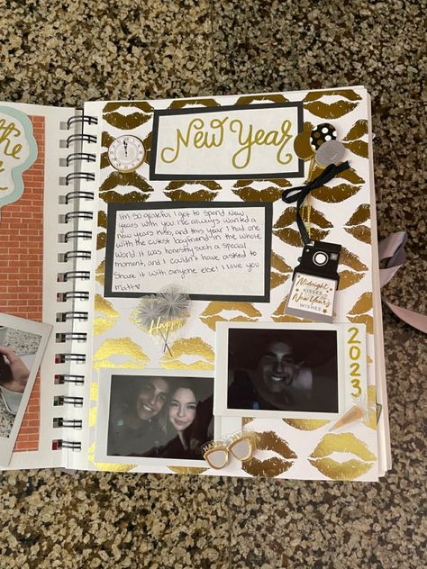 Valentines Scrapbook For Boyfriend, One Year Journal Boyfriend Ideas, Scrapbook Design Ideas For Boyfriend, 1st Year Book Boyfriend, Scrapbook Ideas New Year, Couples Anniversary Scrapbook, 1year Anniversary Boyfriend Scrapbook, 3 Year Anniversary Scrapbook, Scrapbook Pages For Couples