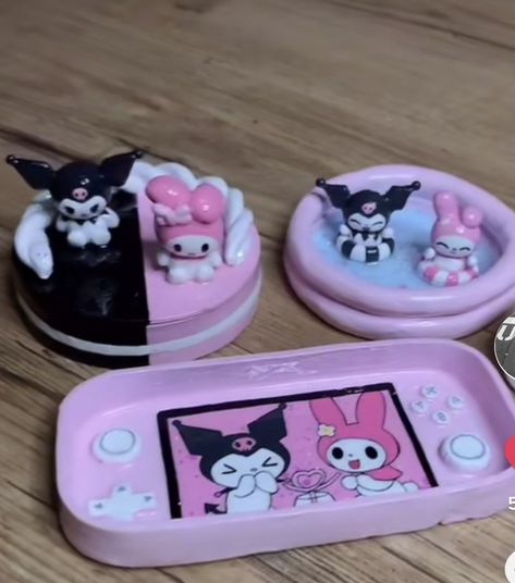 My Melody Clay Tray, Kuromi Clay Tray, Sanrio Clay Tray, Hello Kitty Clay Tray, Sanrio Air Dry Clay, Air Dry Clay Art Ideas Aesthetic, Clay Crafts Sanrio, Polymer Clay Sanrio, Kuromi Clay Art