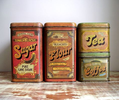 Cheinco Kitchen Canisters Set of 4  Vintage Advertising Tins 1970s Retro Kitchen Decor. . Vintage Tins Canisters, Vintage Kitchen Canisters, Vintage Canister Sets, Kitchen Decor Sets, Kitchen Canister Set, Vintage Canisters, Tin Canisters, Retro Kitchen Decor, Kitchen Canisters