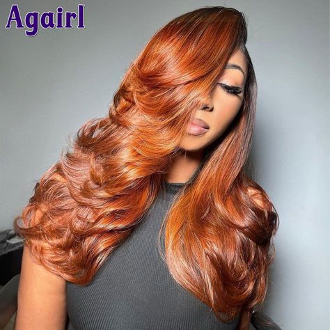 13X6 Ginger Brown with 1B Roots Body Wave Lace Front Wig 13x4 Wavy Lace Frontal Wigs 4X6 Ready Go Hair Color Photoshoot, Black Blonde Ombre, Black And Blonde Ombre, Body Wave Lace Front Wig, Shower Hair, Hair Pics, Curly Weave, Ginger Brown, Wave Lace Front Wig